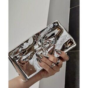 Zara Silver Metallic Clutch